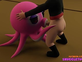 Ninja and OctoGirl Octopus Japanese Hentai 3D Cartoon Sex