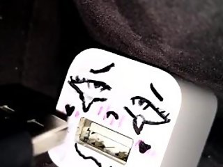 Tiny white charging cube deepthroats BBUSB