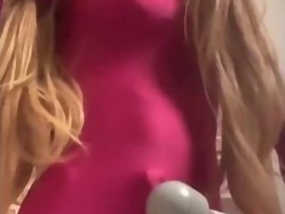 kigurumi in zentai vibrates and cums