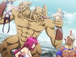 Two headed monster gets a hold of sexy hentai babes